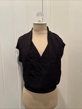 Theory Black V-Neck Cap Sleeve Women's Top